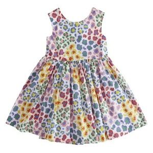 Mini Boden Rainbow Leopard Print Cotton Dress Girls 5 6 Years